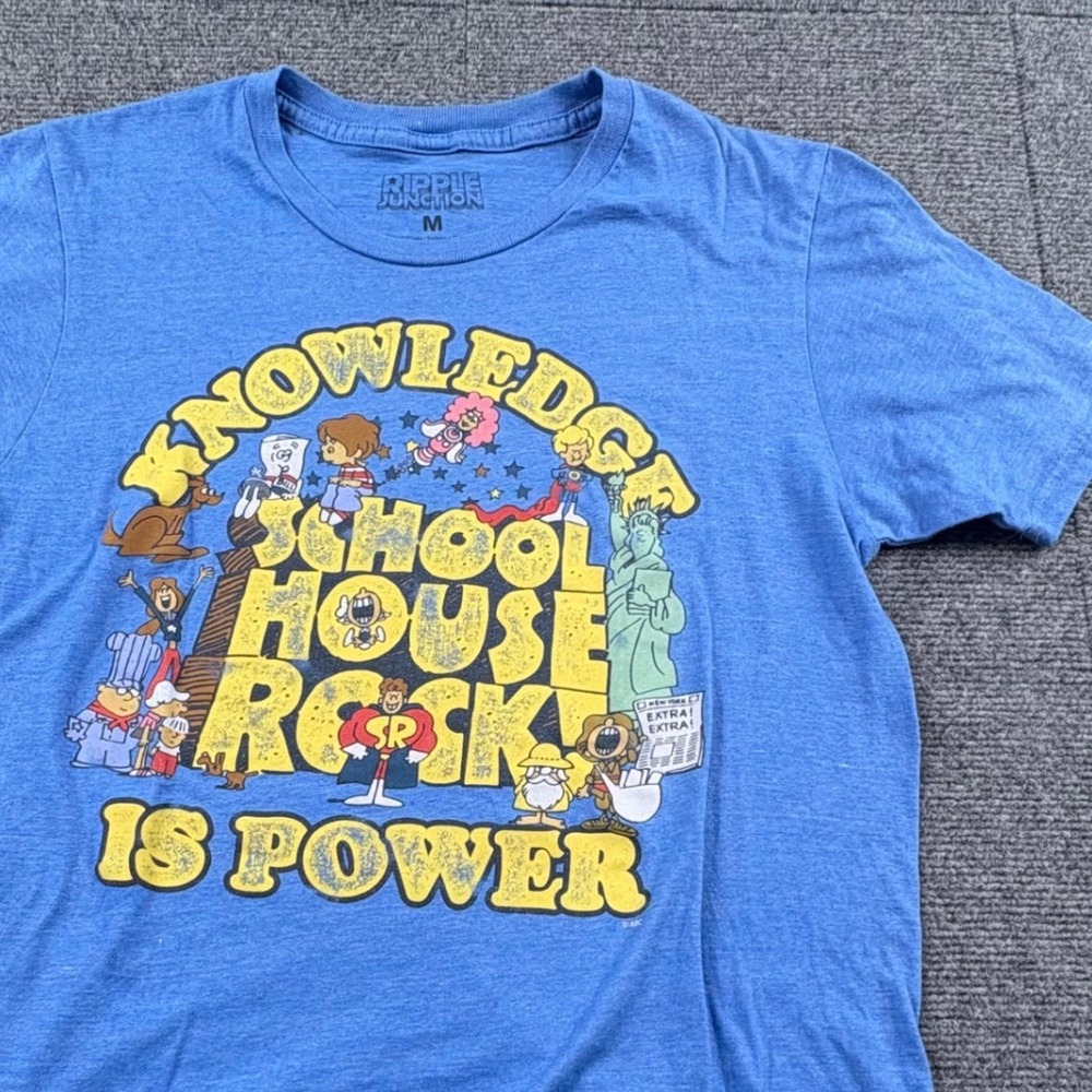 Ripple Junction Schoolhouse Rock Knowledge Is Power Blue Graphic T-Shirt Medium